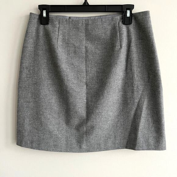 Banana Republic Wrap Skirt Button Front Straight Wool Blend Gray 4 Dark Academia - Picture 2 of 5